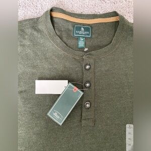 G.H. Bass & Co. Forest Night Green Henley Men's 2XL  Long Sleeve